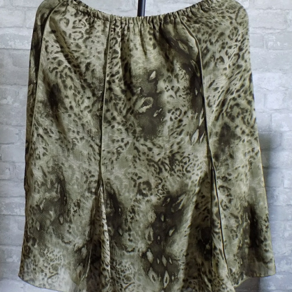 Green Animal Print Chiffon Skirt